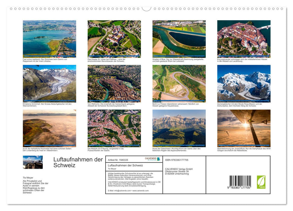 Luftaufnahmen der Schweiz (CALVENDO Premium Wandkalender 2024)