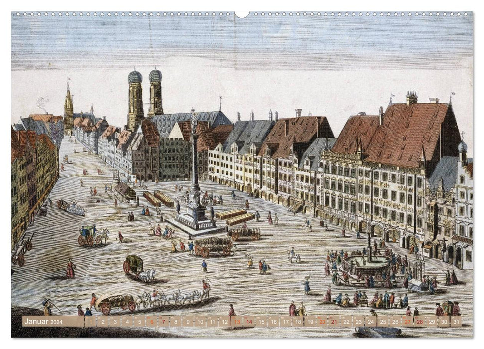 Munich : Dans des gravures et dessins anciens (Calvendo Premium Wall Calendar 2024) 