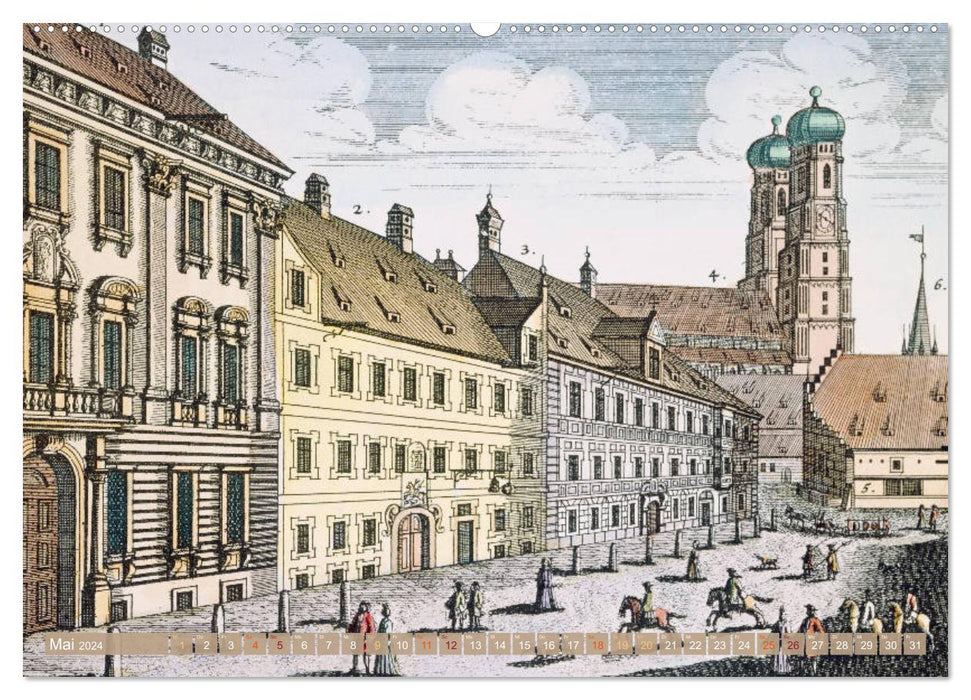 Munich: In old engravings and drawings (CALVENDO Premium Wall Calendar 2024) 