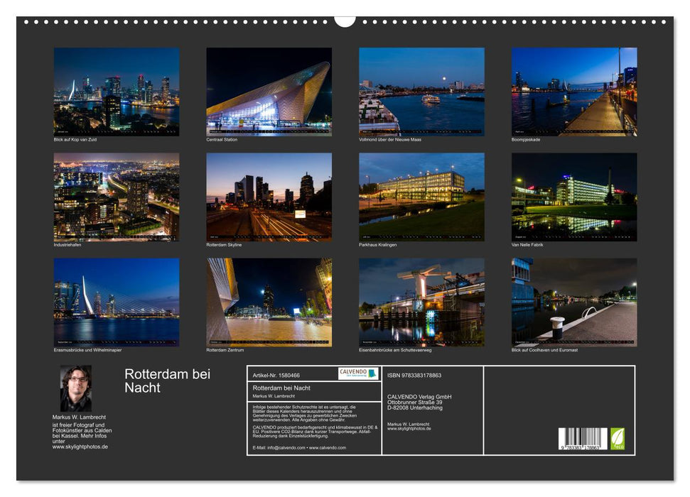 Rotterdam la nuit (calendrier mural CALVENDO 2024) 