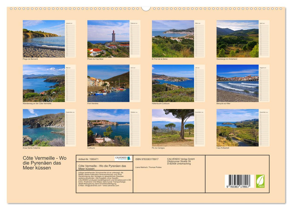 Cote Vermeille - Where the Pyrenees kiss the sea (CALVENDO Premium Wall Calendar 2024) 