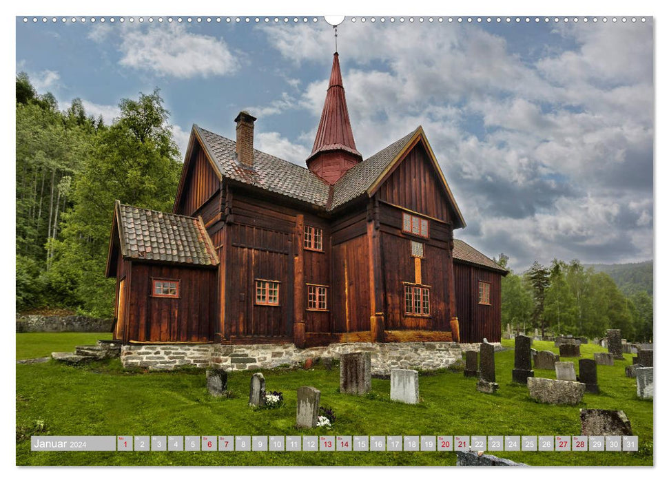 Norwegens Stabkirchen (CALVENDO Premium Wandkalender 2024)
