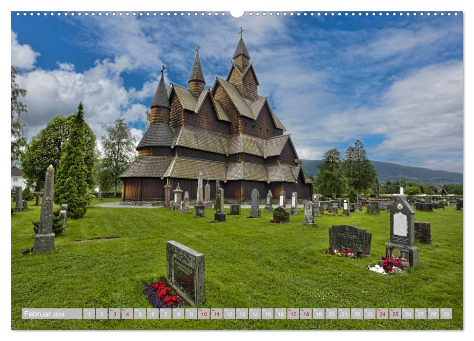 Norway's Stave Churches (CALVENDO Premium Wall Calendar 2024) 