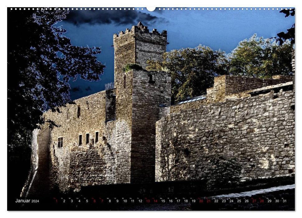 Burgen - Geheimnisvolles Mittelalter (CALVENDO Premium Wandkalender 2024)