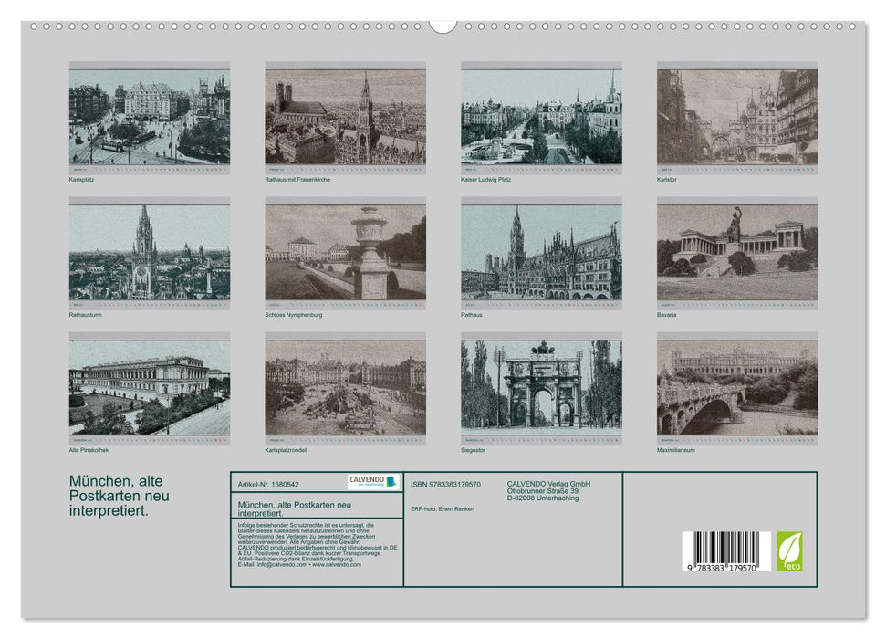 München, alte Postkarten neu interpretiert. (CALVENDO Premium Wandkalender 2024)