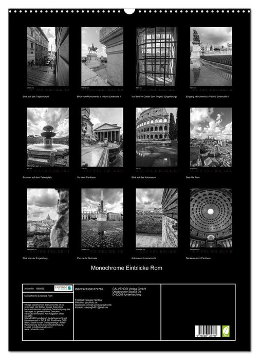 Monochrome Einblicke Rom (CALVENDO Wandkalender 2024)