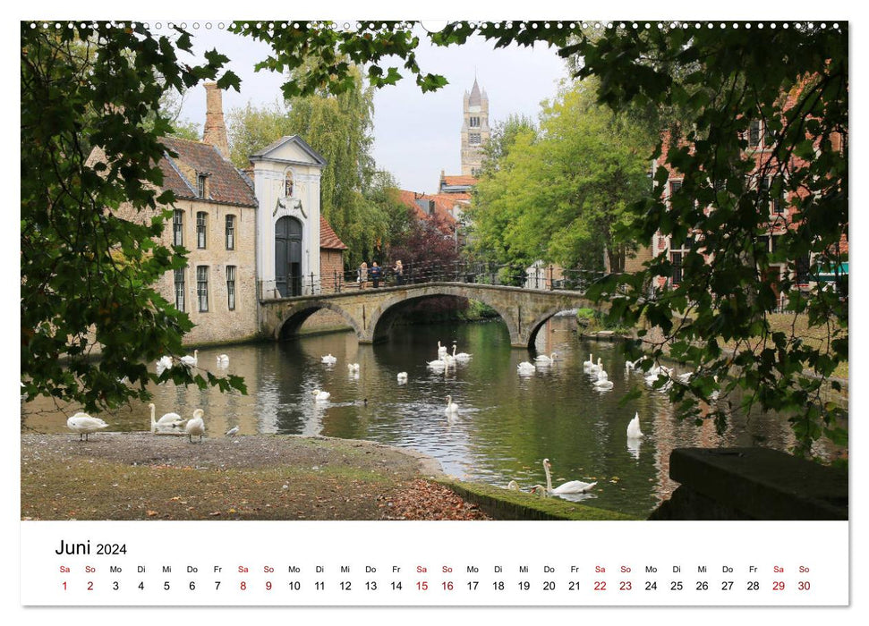 Bruges - Une cité médiévale (Calendrier mural CALVENDO 2024) 