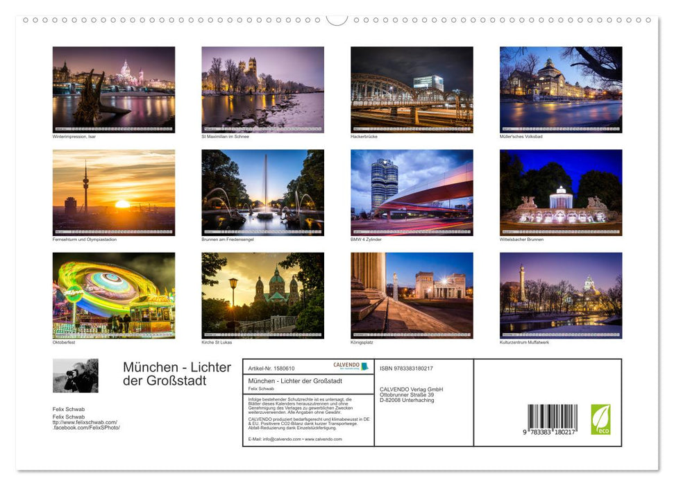 München - Lichter der Großstadt (CALVENDO Premium Wandkalender 2024)