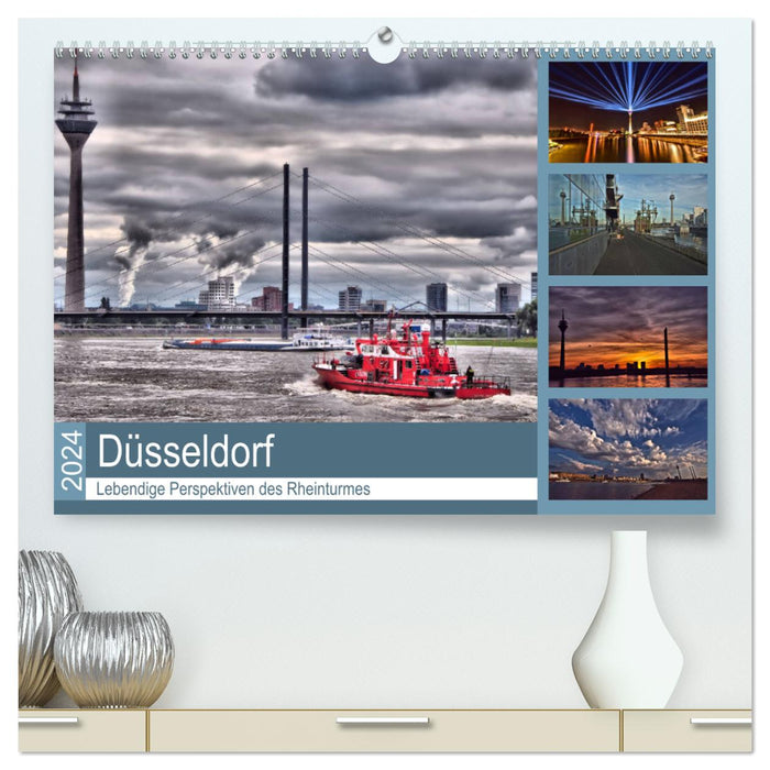 Düsseldorf - Perspectives animées de la Tour du Rhin (Calendrier mural CALVENDO Premium 2024) 