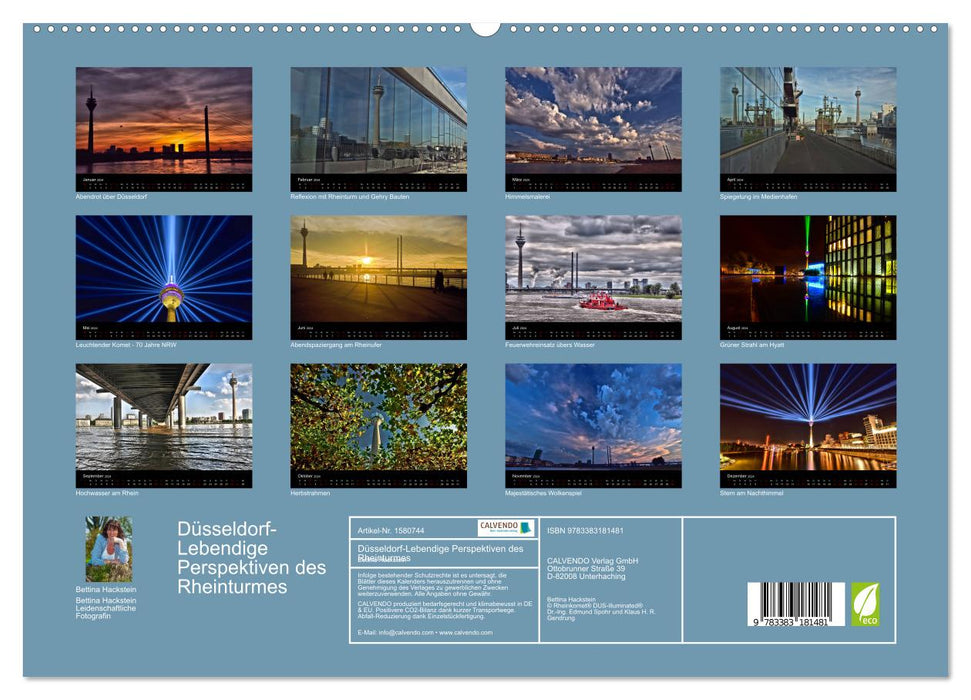 Düsseldorf - Lively perspectives of the Rhine Tower (CALVENDO Premium Wall Calendar 2024) 