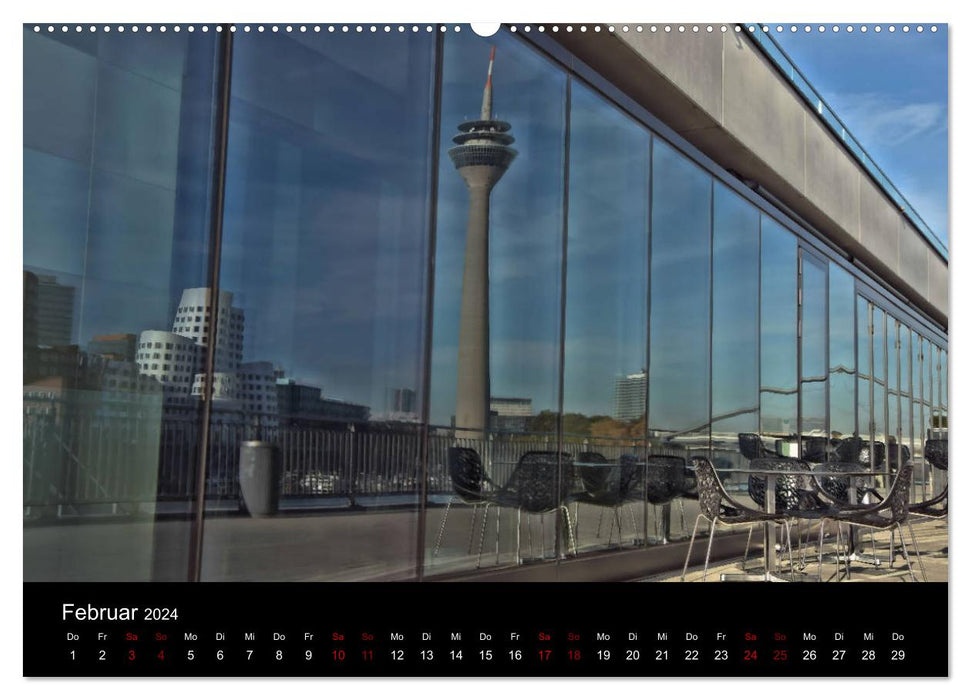 Düsseldorf - Lively perspectives of the Rhine Tower (CALVENDO Premium Wall Calendar 2024) 