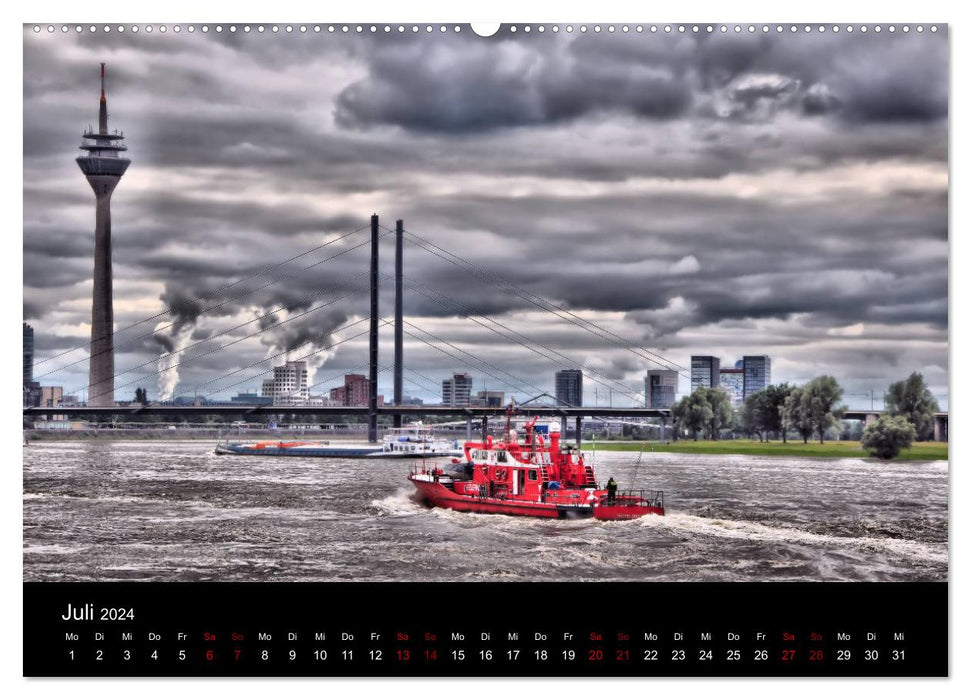 Düsseldorf - Lively perspectives of the Rhine Tower (CALVENDO Premium Wall Calendar 2024) 