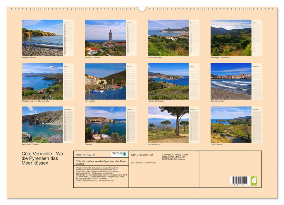 Cote Vermeille - Wo die Pyrenäen das Meer küssen (CALVENDO Wandkalender 2024)