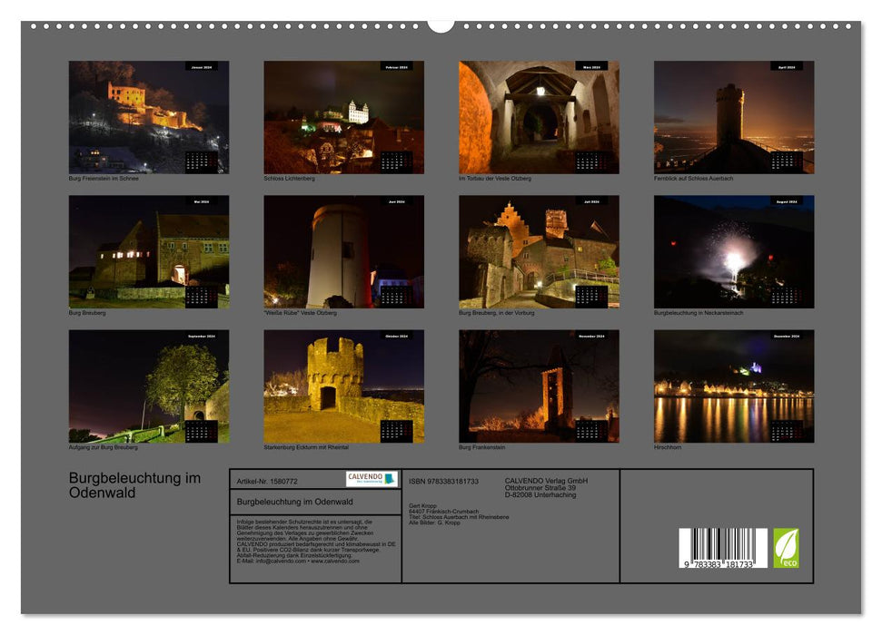 Burgbeleuchtung im Odenwald (CALVENDO Premium Wandkalender 2024)