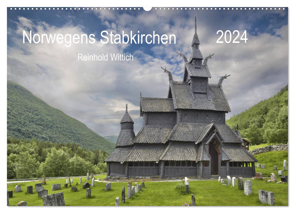 Églises en bois debout de Norvège (calendrier mural CALVENDO 2024) 