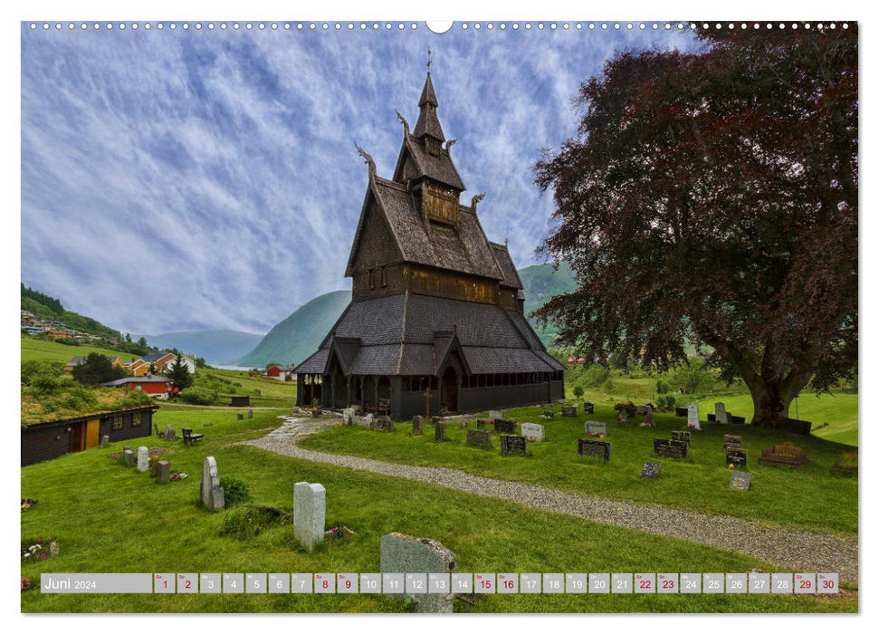 Églises en bois debout de Norvège (calendrier mural CALVENDO 2024) 