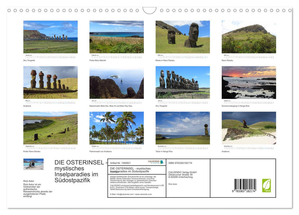 Die Osterinsel - mystisches Inselparadies im Südostpazifik (CALVENDO Wandkalender 2024)