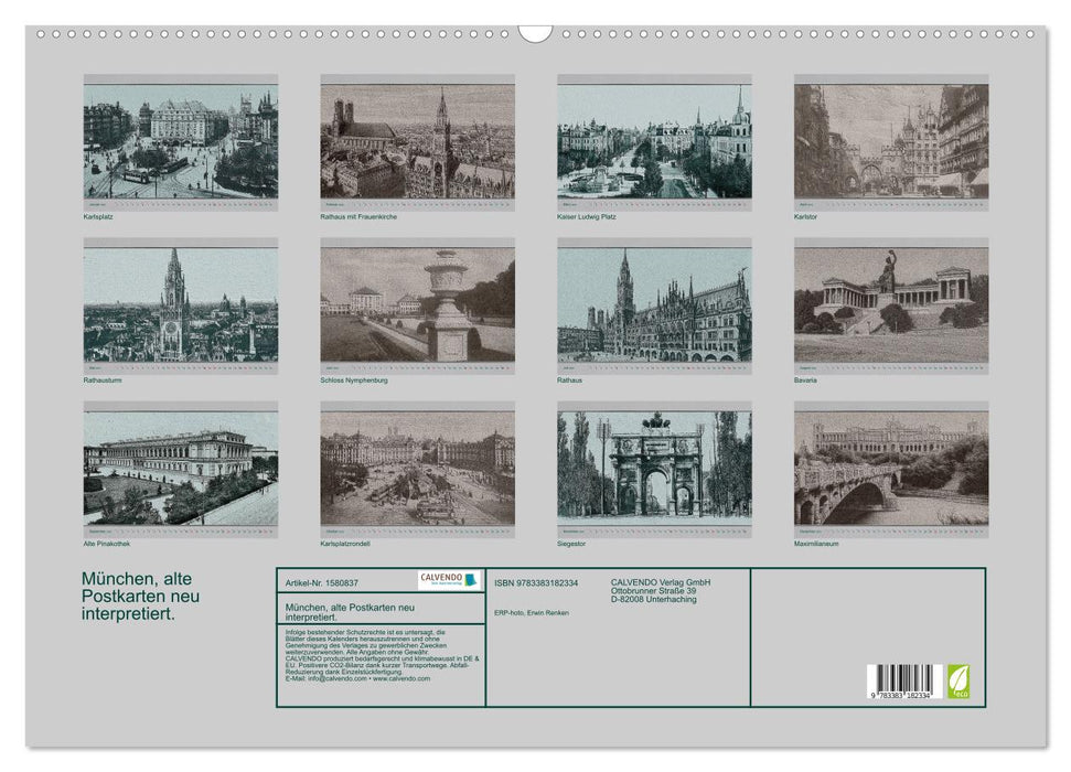 Munich, des cartes postales anciennes réinterprétées. (Calendrier mural CALVENDO 2024) 