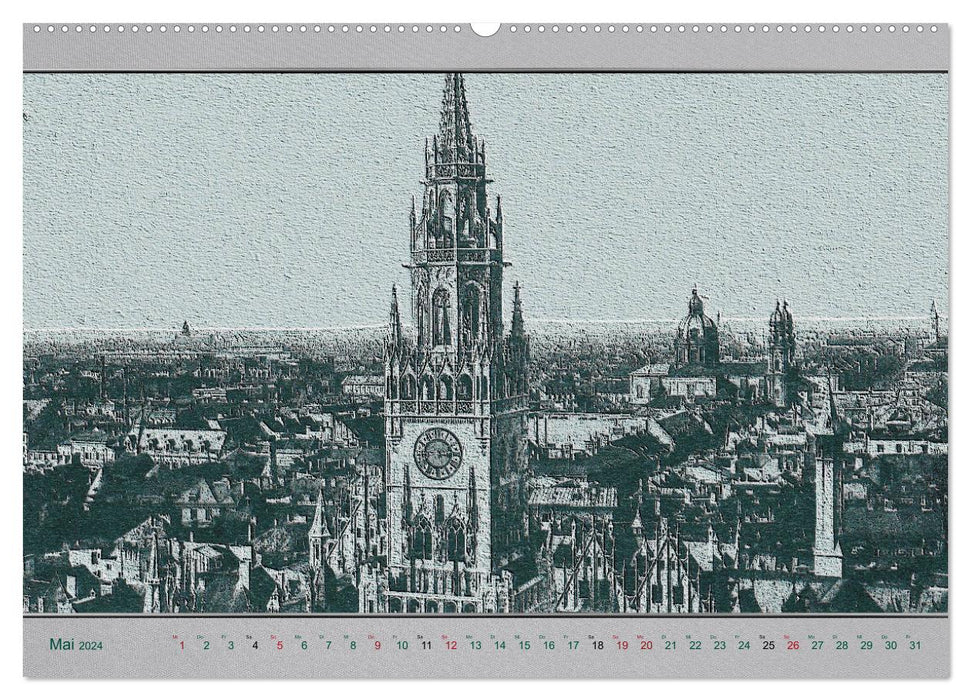 Munich, old postcards reinterpreted. (CALVENDO wall calendar 2024) 