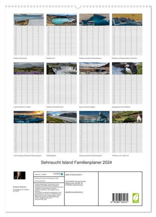 Longing Islande Planificateur familial 2024 (Calvendo Premium Calendrier mural 2024) 