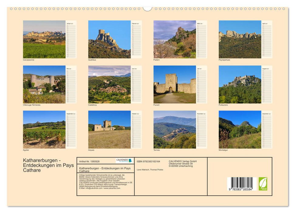 Katharerburgen - Entdeckungen im Pays Cathare (CALVENDO Premium Wandkalender 2024)