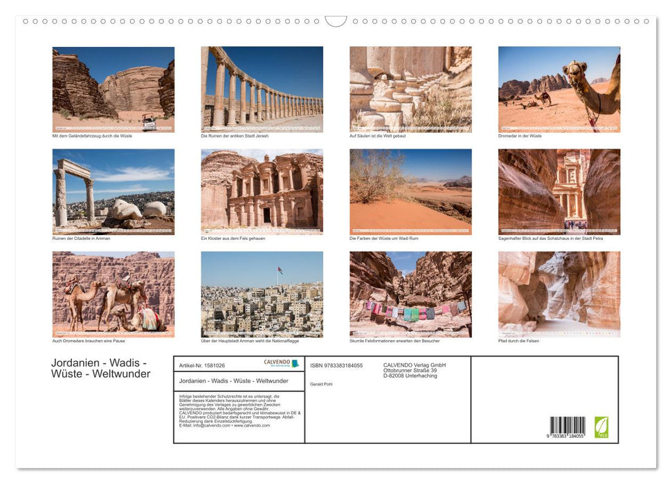 Jordanien - Wadis - Wüste - Weltwunder (CALVENDO Wandkalender 2024)