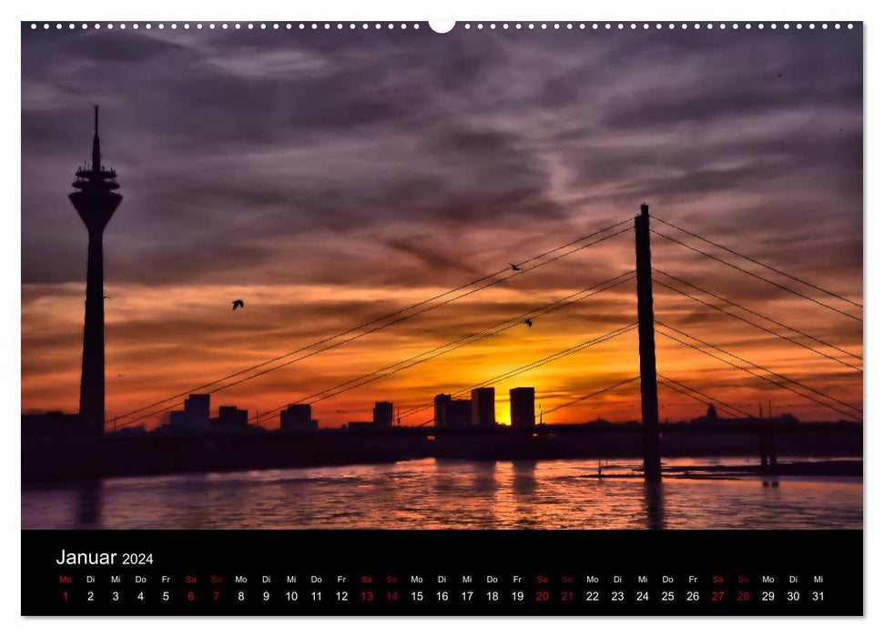 Düsseldorf - Lively perspectives of the Rhine Tower (CALVENDO wall calendar 2024) 