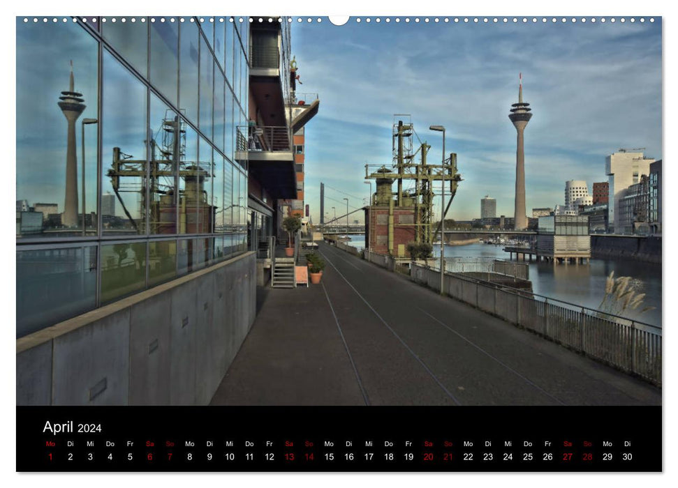 Düsseldorf - Lively perspectives of the Rhine Tower (CALVENDO wall calendar 2024) 