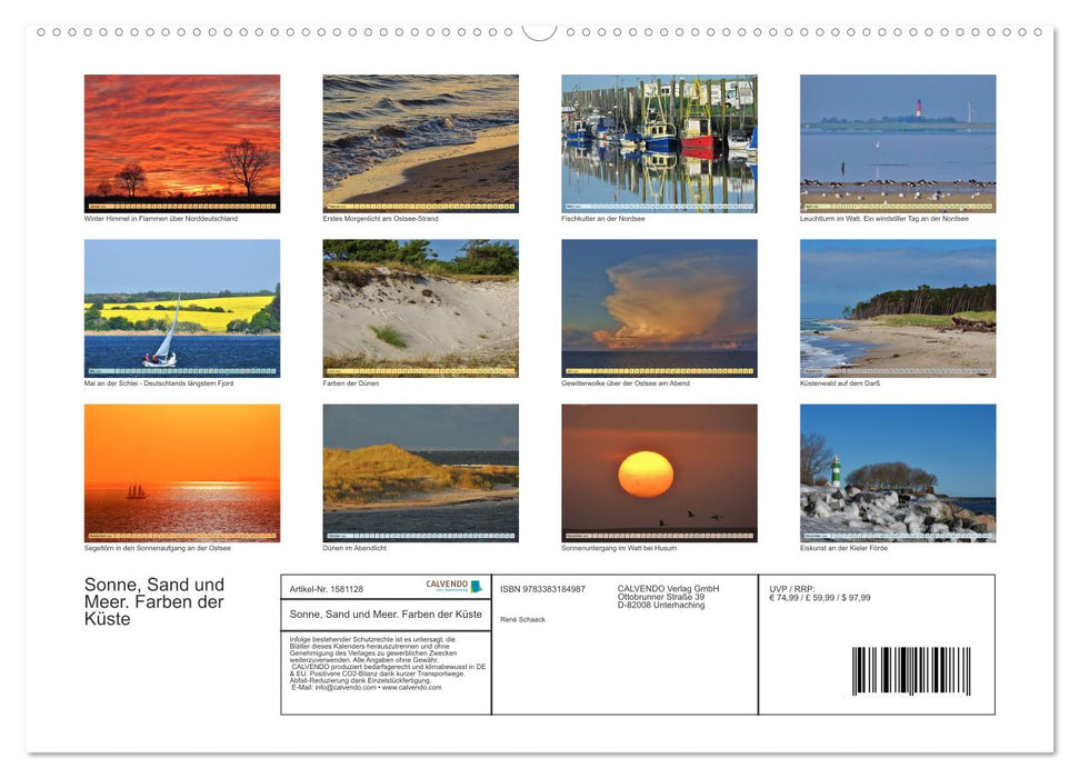 Sonne, Sand und Meer. Farben der Küste (CALVENDO Premium Wandkalender 2024)