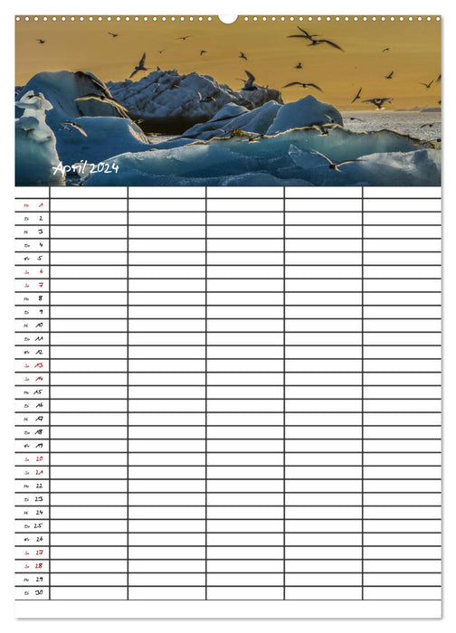 Longing Iceland Family Planner 2024 (CALVENDO Wall Calendar 2024) 
