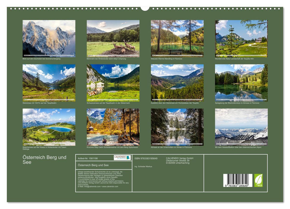 Austria Mountain and Lake (CALVENDO Premium Wall Calendar 2024) 