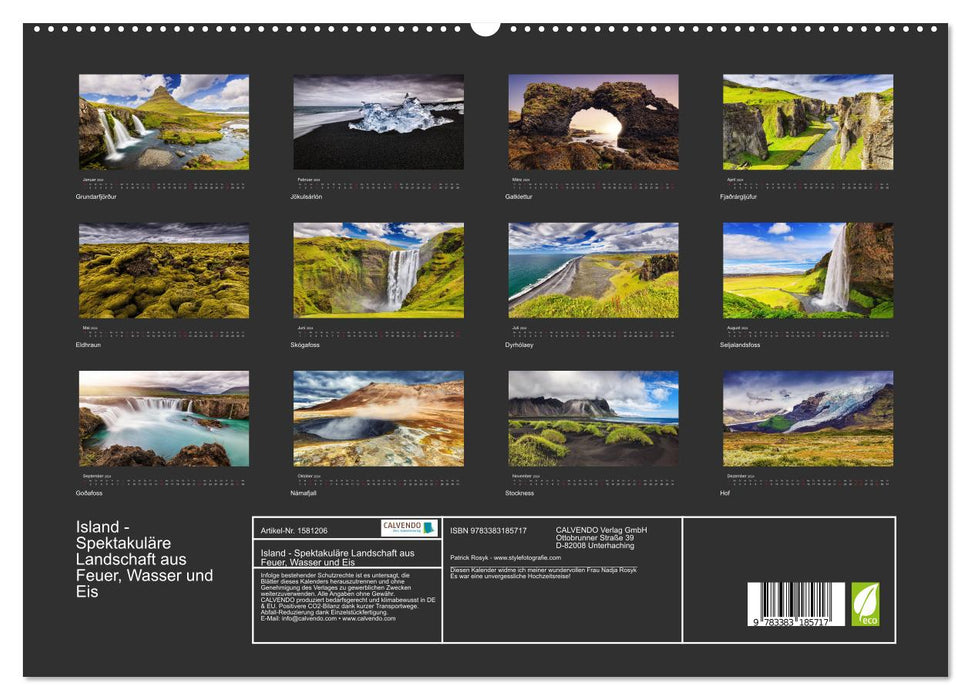 Island - Spektakuläre Landschaft aus Feuer, Wasser und Eis (CALVENDO Premium Wandkalender 2024)