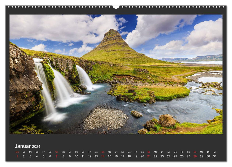 Island - Spektakuläre Landschaft aus Feuer, Wasser und Eis (CALVENDO Premium Wandkalender 2024)