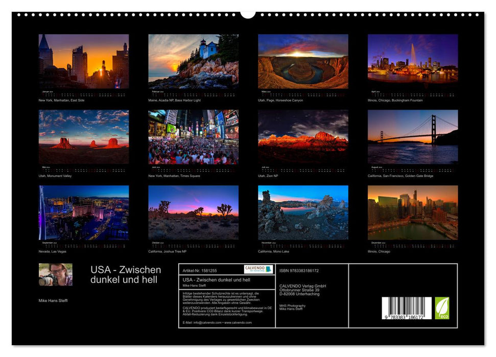 USA - Between dark and light (CALVENDO Premium Wall Calendar 2024) 