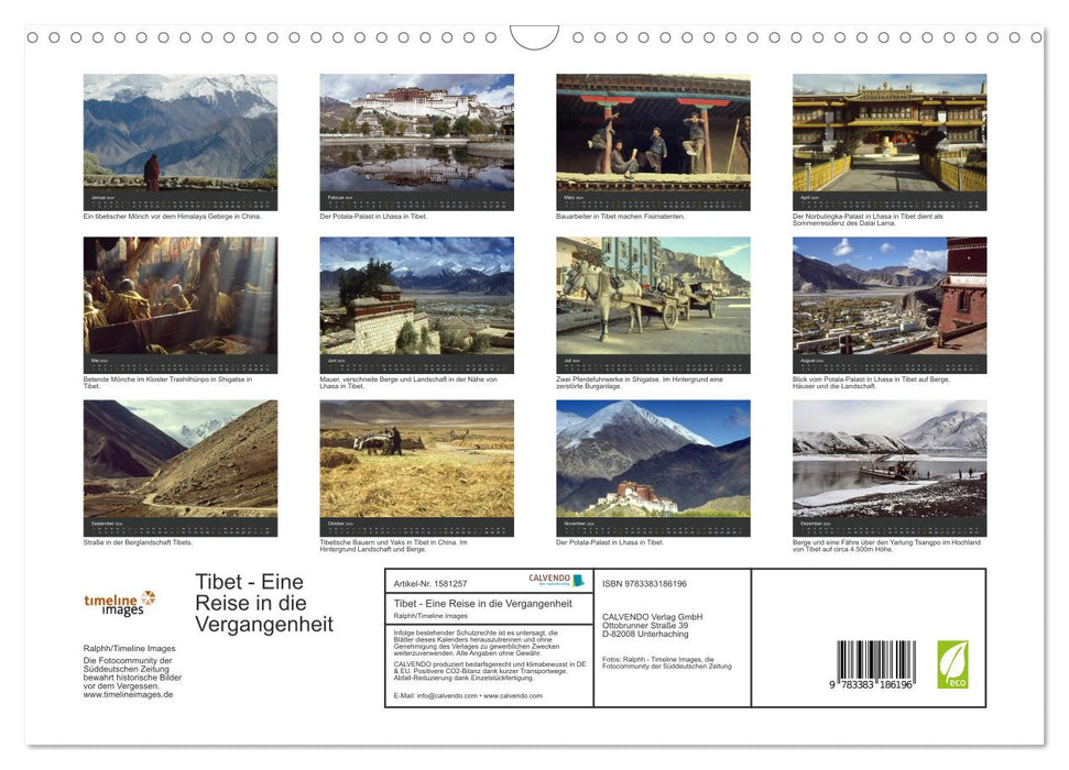 Tibet - Un voyage dans le passé (Calendrier mural CALVENDO 2024) 