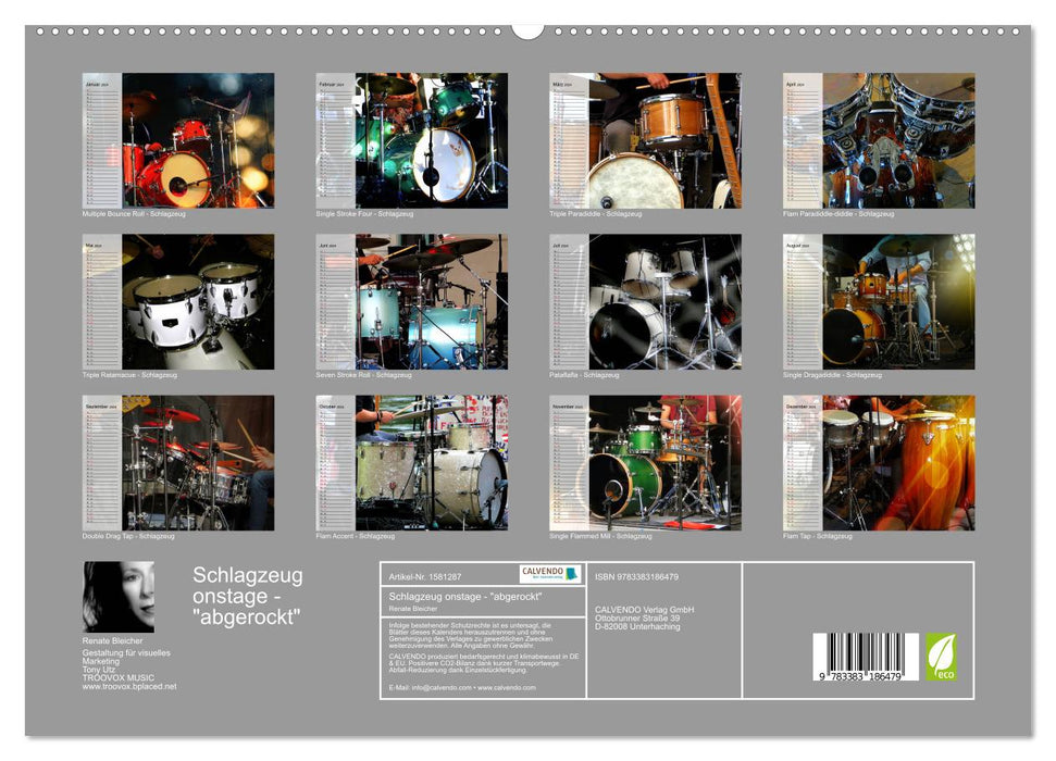 Drums onstage - "rocked out" (CALVENDO Premium Wall Calendar 2024) 
