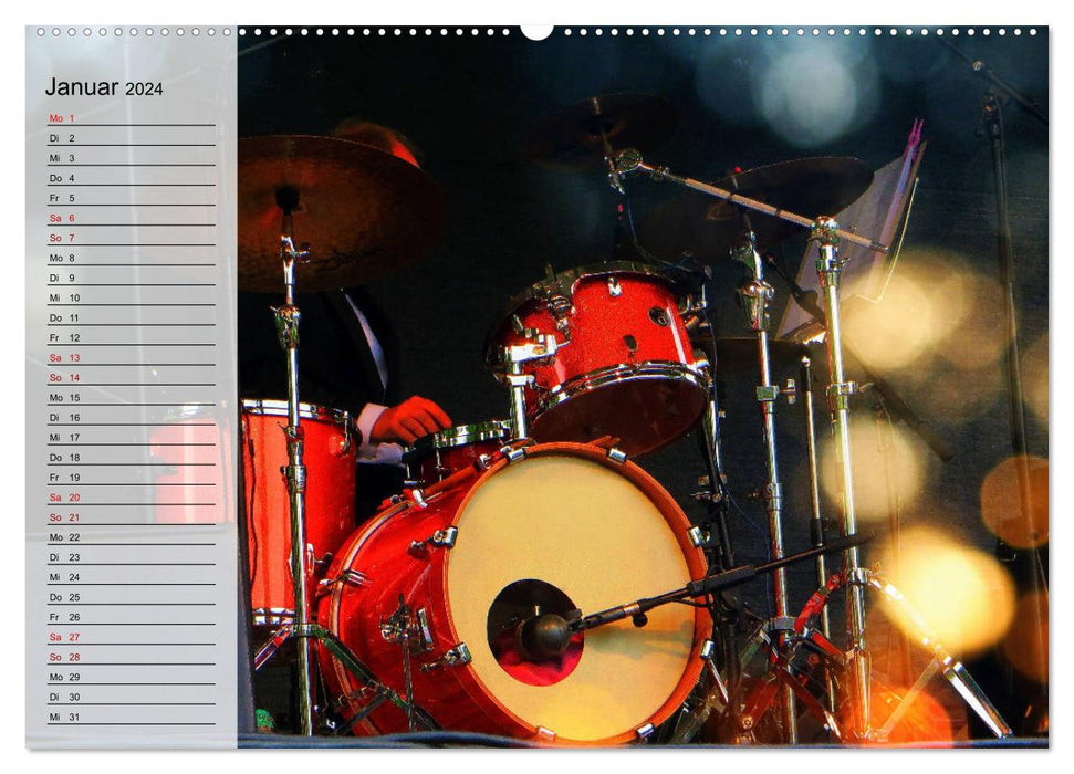 Schlagzeug onstage - "abgerockt" (CALVENDO Premium Wandkalender 2024)