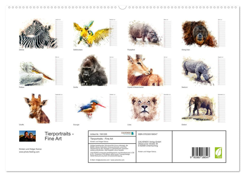 Portraits d'animaux - Beaux-Arts (Calvendo Premium Wall Calendar 2024) 