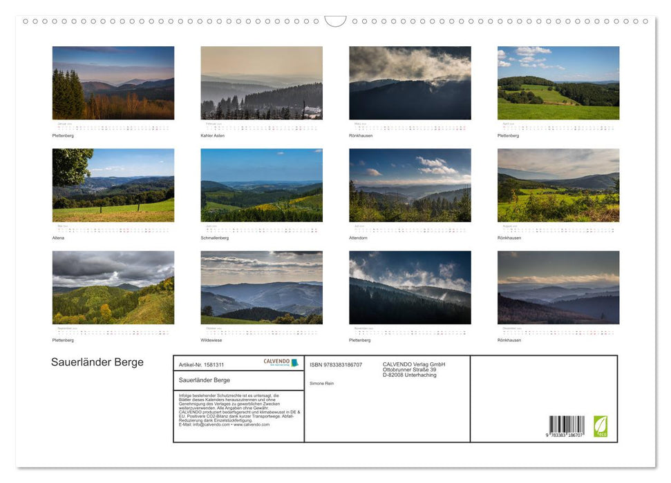 Sauerland mountains (CALVENDO wall calendar 2024) 