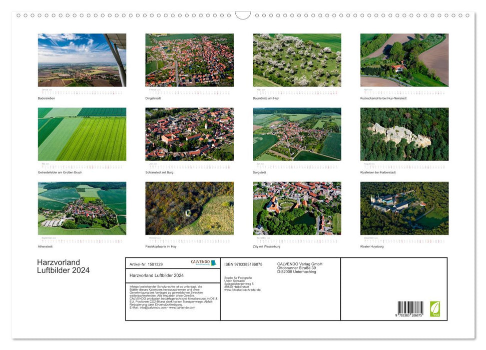 Harzvorland Luftbilder 2024 (CALVENDO Wandkalender 2024)