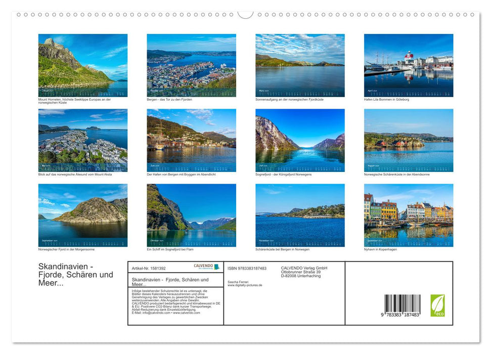 Scandinavie - fjords, archipel et mer... (Calendrier mural CALVENDO Premium 2024) 