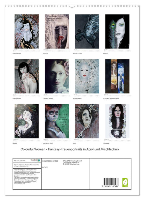 Colorful Women - Fantasy female portraits in acrylic and mixed media (CALVENDO Premium Wall Calendar 2024) 