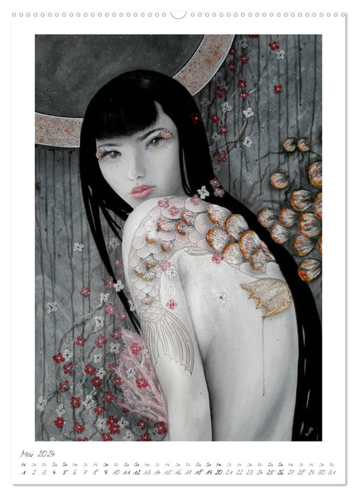 Colourful Women - Fantasy-Frauenportraits in Acryl und Mischtechnik (CALVENDO Premium Wandkalender 2024)
