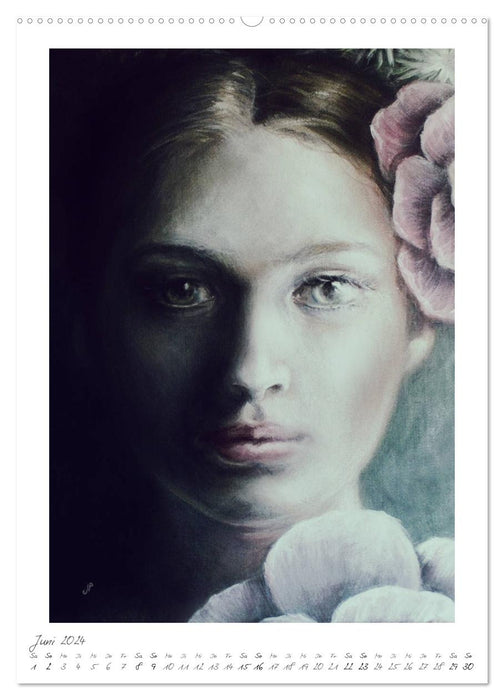 Colourful Women - Fantasy-Frauenportraits in Acryl und Mischtechnik (CALVENDO Premium Wandkalender 2024)