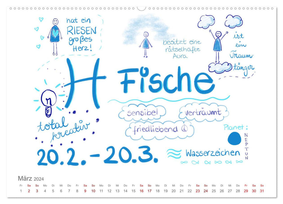 Zodiac calendar (CALVENDO wall calendar 2024) 