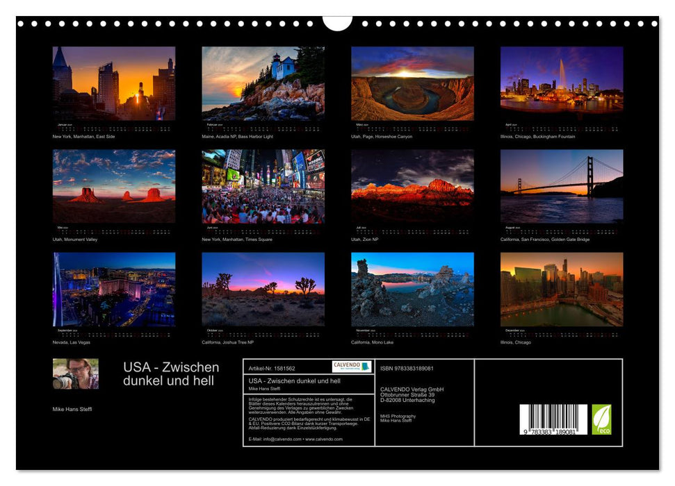 USA - Between dark and light (CALVENDO wall calendar 2024) 