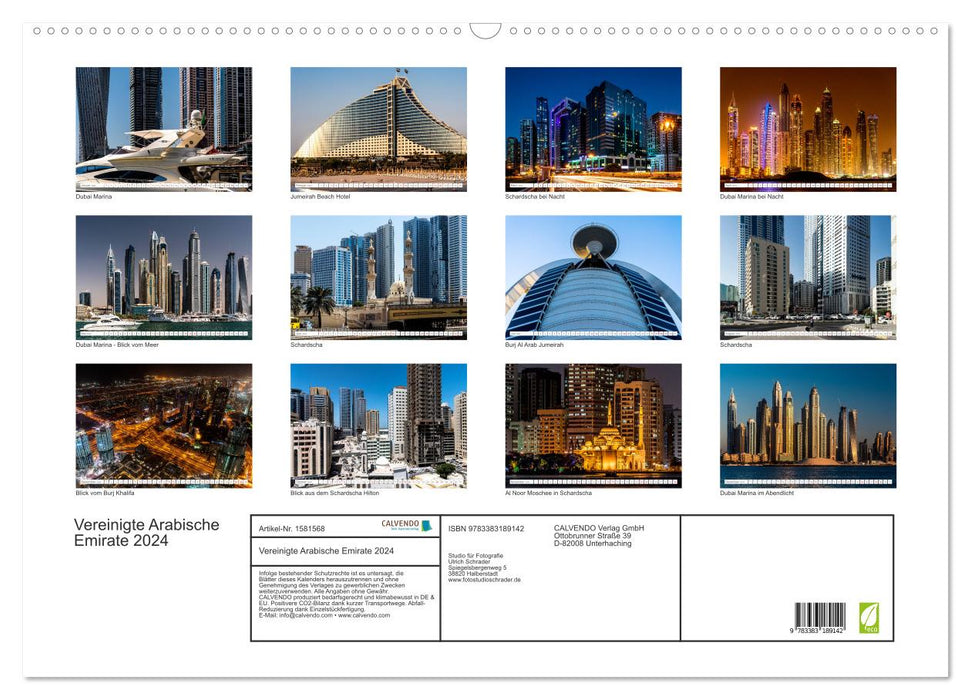 Vereinigte Arabische Emirate 2024 (CALVENDO Wandkalender 2024)