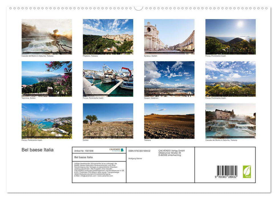 Bel baese Italia – Beau pays d'Italie (Calvendo Premium Calendrier mural 2024) 