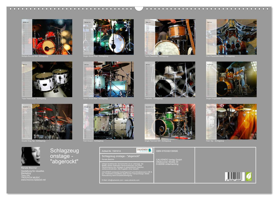 Drums onstage - “rocked out” (CALVENDO wall calendar 2024) 