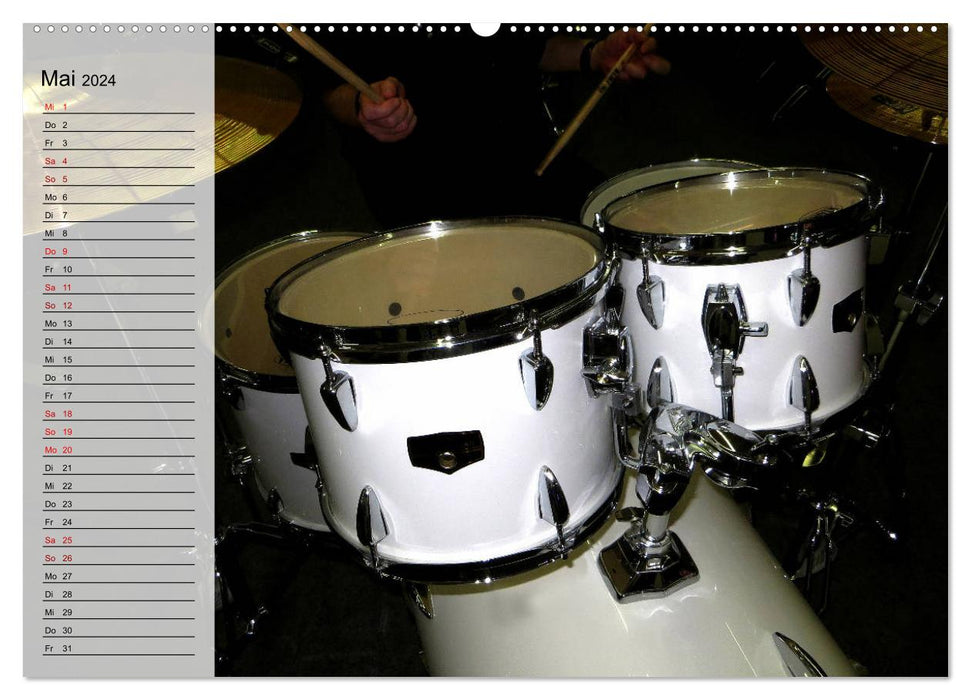 Schlagzeug onstage - "abgerockt" (CALVENDO Wandkalender 2024)